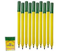 IRO Felt Tips Colouring Pens, GREEN, Pack of 10, Draw Sketch Colour Mark Write Felt Pens, School Office Home Classroom Ideal Use, iZOFAX Black Ball Pen