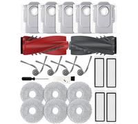iRobacc 23 Pcs Replacement for Roborock Qrevo Curve/Qrevo Edge/P20 Pro, 2 Roller Brushes 4 Side Brushes 5 Dust Bags 4 HEPA Filters 6 Mops 1 Cleaning Brush 1 Screwdriver