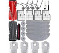 iRobacc Saros 10 Accessories Kit for Roborock Saros 10, 25 PCS Replacement Parts, 2 Main Brushes 4 Side Brushes 4 Dust Bags 4 HEPA-Filters 4+4 Double Vibration Mop Pads 1 Self-Cleaning Brush