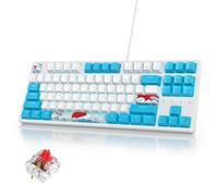 iRoboosta 75% Mechanical Gaming Keyboard with Red Switch, RGB LED Backlit Keyboard White and Blue, 87 Keys Compact TKL Wired Computer Keyboard for Windows Laptop PC Gamer (87 Sea)