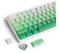 iRoboosta Cherry Profile Side Printed PBT Keycaps, 135 Key Minimalist Double Shot Shine Through Custom Keycap, Gradient Key Cap for Cherry MX Switches Mechanical Keyboard (Mint Green/Side Print)