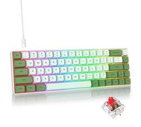 iRoboosta Gaming Keyboard 65 Percent, Compact 68 Key RGB Backlit Mechanical Keyboard, Red Switch USB Wired Keyboard, PBT Keycaps Anti-Ghosting Keyboard for Game, Office (68 Matcha/Red Switch)
