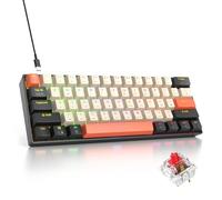 iRoboosta Orange Mechanical Gaming Keyboard 60 Percent, Red Switch RGB Keyboard 60%, 61 Keys Small Wired Keyboard, PBT Keycaps Anti-Ghosting Mini Keyboard for Game/Office (61 Carbon)