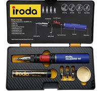 Portable Cordless Soldering Iron - IRODA SOLDERPRO 90K Multi-Purpose 3-in-1 25-80W Pro Butane Soldering Iron Kit - Self-Igniting & Adjustable Flame Professional Tool for DIY & Electronics Repair