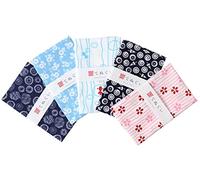 irodori Japanese Traditional Towel Tenugui Basic Pattern 3 with Fray Prevention Processing Set of 5 with Tenugui Iroha (English Manual)