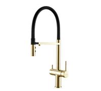 IROEJT 3-Way Kitchen Faucet with Water Filter, Gray Sink Mixer Tap, Dual Handle Design, Pull-Down Spray Gun, Water Purifier for Drinking, Modern Faucet for Home Use，Oro