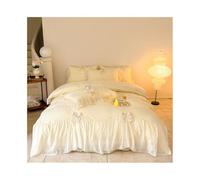 IROEJT 4-piece bed sheet set French Style Lace Ruffled Bow Bedding Set 3/4 Pieces Soft Cozy Microfiber Romantic Duvet Cover Sheet Pillowcase Sets,Yellow Single 150x200 3pcs