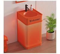 IROEJT Bathroom Sink Vanity Unit with Basin, Floor Standing Cabinet with LED Light, Includes Faucet and Drain - Modern Industrial Style，A Without Mirror