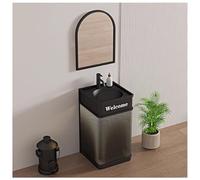 IROEJT Bathroom Sink Vanity Unit with Basin, Floor Standing Cabinet with LED Light, Includes Faucet and Drain - Modern Industrial Style，D With Mirror