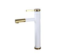 IROEJT Black PullDown Bathroom Sink Faucet Modern Countertop Mixer Tap Hot & Cold Water Short Design for Lavabo & Vanity Ideal for Stylish Bathrooms，White+gold High