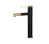 IROEJT Black PullDown Bathroom Sink Faucet Modern Countertop Mixer Tap Hot & Cold Water Short Design for Lavabo & Vanity Ideal for Stylish Bathrooms，Black+gold High