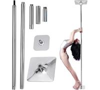 IROEJT Dance Pole Dancing Pole Rotary Fixed Dual Use, 2.2m-3.8m Portable and Adjustable Dance Pole Kit for Home Club Bar Gym, 45mm Stripper Pole, Loads 200kg，Silver 224CM 274CM 9ft