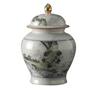 IROEJT Ginger Jar Ceramic Ginger Jar With Lid Temple Jar Decorative Porcelain Vase Storage Jar Ginger Cans，A 5 * 7in