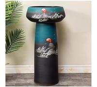 IROEJT Hotel Bathroom Art Freestanding Sink Vanity Combo - Handmade Ceramic Wash Basin Toilets Basins With Faucet,01,4 Piece Set，3 2 Piece Set