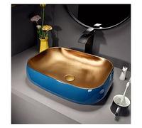 IROEJT Luxurious Bathroom Vessel Sink And Black Faucet Combo, High-End Above Counter Ceramic Art Basin, Lavatory Vanity Sinks Artistic Bowl For Bar bathroom