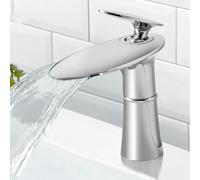 IROEJT Modern Chrome Bathroom Faucet Hot & Cold Water Mixer Sink Tap Stylish Basin Vanity Faucet Sleek Design for Washbasin Compact & Functional，Chrome bas