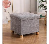 IROEJT Ottoman,Storage Footstool Square Foot Stools Shoe Change Stool Cotton Linen Foot Stool Footstools For Living Room Ottomans For The Bedroom,Light Gray-30X30X30Cm，Grey 30x30x30cm
