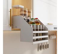 IROEJT Pull Down Shelf Cabinet Organizer, Hidden Upper Kitchen Cabinet Storage Pull Down Shelf, Retractable Organizer for Spice Bottles & Seasoning Jars,2 Layers,2 Layers