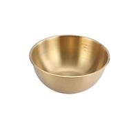 IROEJT Salad Bowls Stainless Steel Cold Noodle Bowl With High Appearance And Graduated Household Fruit Salad Bowl Mixed Rice Bowl Gold Silver Tableware Bowl Kitchen Soup Bowls，Gold 17cm