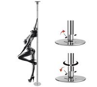 IROEJT Static & Dancing Pole/Strength Train,Ceiling-Mounted Pole Dance Set W/Fixed Plate,7.3ft-9ft Adjustable Steel Stripping Poles，A