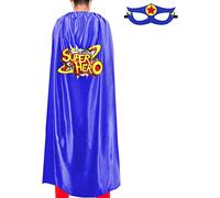 iROLEWIN Adults Superhero-Cape and Mask for Women Men Super-Hero Costumes Spirit Day Team Dress-up-Halloween Party Favors (Blue Superhero)