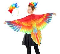 iROLEWIN Bird-Wings-Parrot-Costume for Adults Mardi Gras Headband for Women Feather Cape Big Eagle Dress-Up Shawl Party Gifts