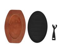 Iron, 12-Inch Pan Fried Fish Plate - Steak Hot Serving Dish with Base Plate