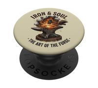 Iron And Soul Blacksmith Forge Anvil Hammer Artwork PopSockets Adhesive PopGrip