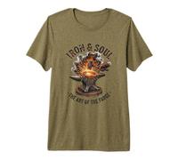 Iron and Soul Blacksmith Forge Anvil Hammer Artwork Premium T-Shirt