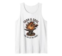 Iron and Soul Blacksmith Forge Anvil Hammer Artwork Tank Top