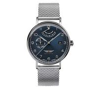 Iron Annie Men's Watch Series Amazonas Impressions Automatic Date Power Reserve 5960 with Leather Strap or Metal Strap, Blue & Silver, Classic