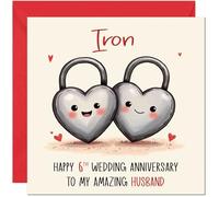 Iron Anniversary Card for Husband - 6th Wedding Anniversary Cards for Husband from Wife Cute Anniversaries Greeting Cards