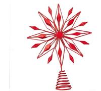 Iron Art Christmas Tree Finisher with Snowflake and Star Decorations and Copper Wire Light, Suitable for Wall or Table Displays (A)