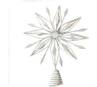 Iron Art Christmas Tree Finisher with Snowflake and Star Decorations and Copper Wire Light, Suitable for Wall or Table Displays (B)
