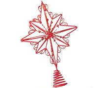 Iron Art Christmas Tree Finisher with Snowflake and Star Decorations and Copper Wire Light, Suitable for Wall or Table Displays (E)