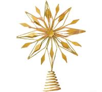 Iron Art Christmas Tree Finisher with Snowflake and Star Decorations and Copper Wire Light, Suitable for Wall or Table Displays (C)