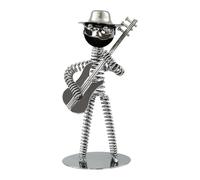 Iron Art Musician Guitar Player Sculpture,Creative Music Guitar Instrumental Performer Figurine Model Metal Spring Statues Ornament Guitarist with Hat Gift for Birthday Home Office Desktop Decor