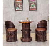 Iron Bar Stools and Table Set, Distressed Metal Round Stools for Pub, Industrial Bistro Set for Coffee Shop, Retro Furniture for Dessert