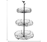 Iron Based Fruit Basket with Nordic Design Cues and Bird Handle for Kitchen Use Multi Layer Ventilated Construction for Practical Daily Storage (Three layes)