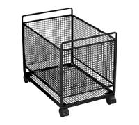 Iron Basket Storage Unit with Wheels, Movable Cart for Kitchen Pantry And Laundry Room, Black