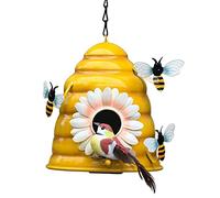 Iron Beehive Birdhouse for Outside Decorative Hanging Birdhouses with Bee Ornaments for Patio, Yard, Porch & Garden Decor