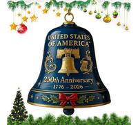 Iron Bell- 6x6cm, Wind Chimes | US 250th Birthday - Hanging Bell for Christmas Decor - Carved Design - Christmas Tree, Fence, School, Front Door, Park and Path
