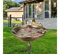 Iron Bird Bath for Outdoor Installation with Rust-Resistant Properties and Traditional Visual Profile