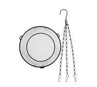 Iron Bird Feeder Tray Hanging round Dish 20x20x52cm Black | Space-saving Setup, Easy to Clean, for Backyard Tree Hanging, Bird Seed and Garden Use