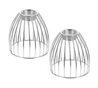 Iron Birdcage Pendant Lamp Shade 2pcs Halloween for Indoor DIY Spaces | Vintage Industrial Silver Metal Cage, Easy Install Hanging Bulb Fixture, Artistic Bedroom Decor for Home Use