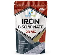 Iron Bisglycinate 28mg | 400 Tablets (6+ Months Supply) | Gentle High Absorption Iron Supplements for Women & Men | Immune System Booster | Ferrous Bisglycinate Form | Non-GMO | Vegan | by NutriVolv