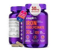 Iron Bisglycinate 30 mg - High Dose & Well Tolerated - High Absorption Iron Supplement - 120 Vegan Capsules - EU Lab Tested (1 Pack)
