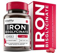 Iron Bisglycinate - Vegan Iron Supplements for Women & Men - Relieve Fatigue and Tiredness with Combination of 60 Iron and Vitamin C Tablets, Strong Iron Supplements, Gentle Iron Tablets High Strength