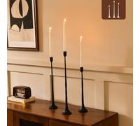 Iron Black Candlestick Holders, Set of 3 Candle Stick Holders,Fits 3/4 inch Thick Candle&Led Candles, Vintage Modern Decorative Centerpiece for Dining Table Centerpiece, Wedding, Party Decor