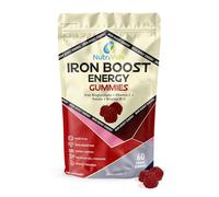 Iron Boost Energy Gummies | 60 Vegan Gummies | Iron Bisglycinate, Vitamin C, 5-MTHF Folate & Methyl B12 | Red Blood Cell & Tiredness Support | Cherry Flavour | 30 Days Supply | UK Made | by NutriVolv